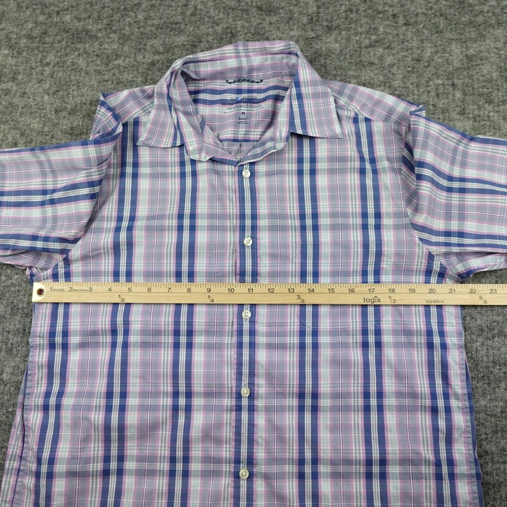 Vineyard Vines Shirt Mens Medium Blue Plaid Pink On The Go Performance Brrr - Picture 6 of 9
